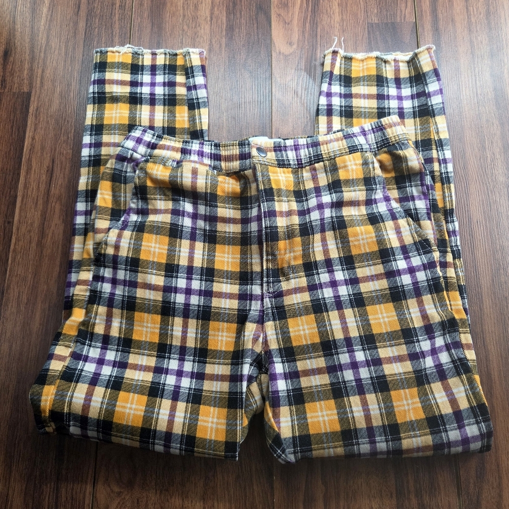 Urban Outfitters Yellow Purple Tartan Plaid Women's Medium